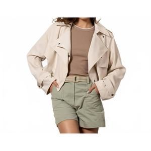 NEW URBAN DAIZY criss cross lapel trench coat in linen white